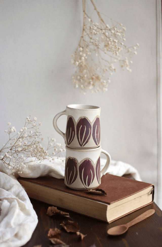 Tasse droite "tulipe violette" 20cl