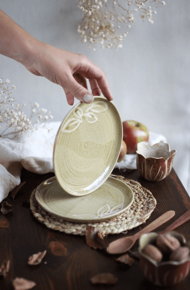 Petite assiette 16cm "feuillage vert"