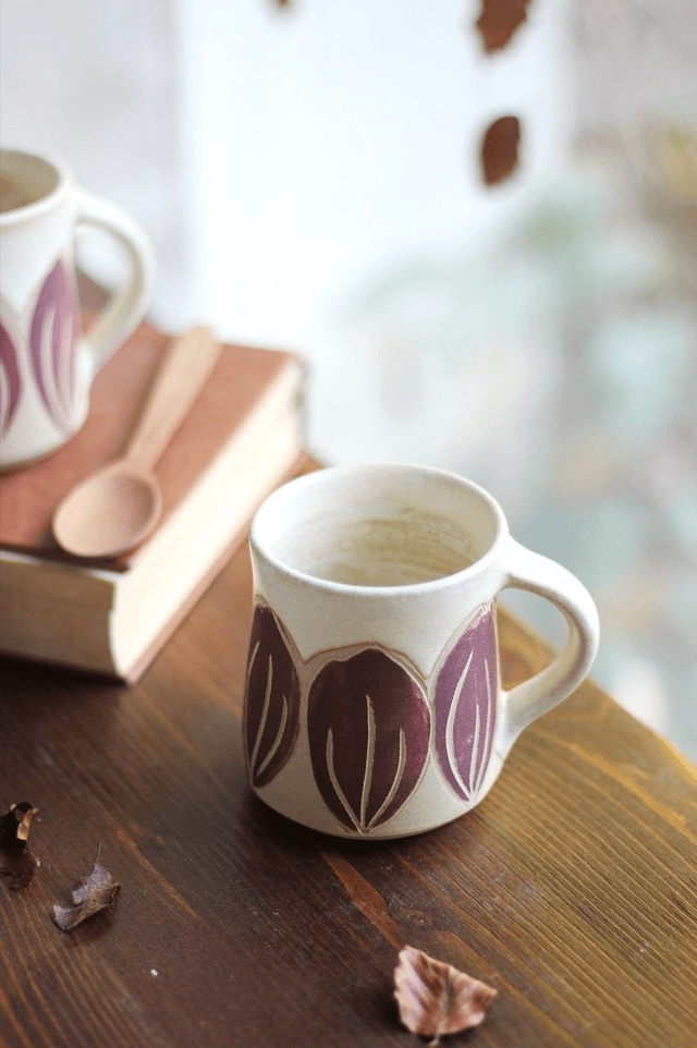 Tasse droite "tulipe violette" 20cl