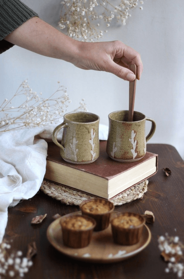 Tasse verte "brindilles" 15cl
