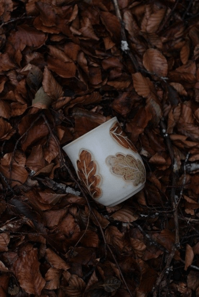 Tasse feuilles de chêne blanche 50cl