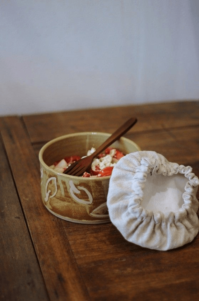 Boîte repas : bol en grès + charlotte en tissu