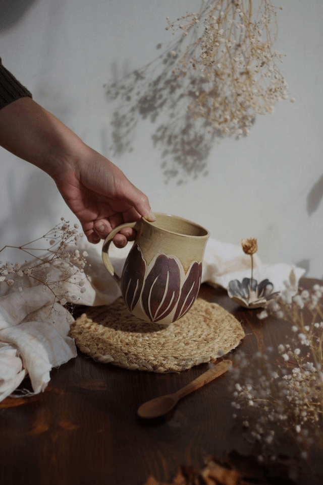 Tasse "tulipe violette" 35cl