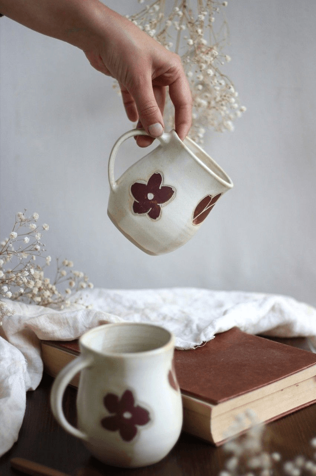 Tasse fleurs 30cl avec anse