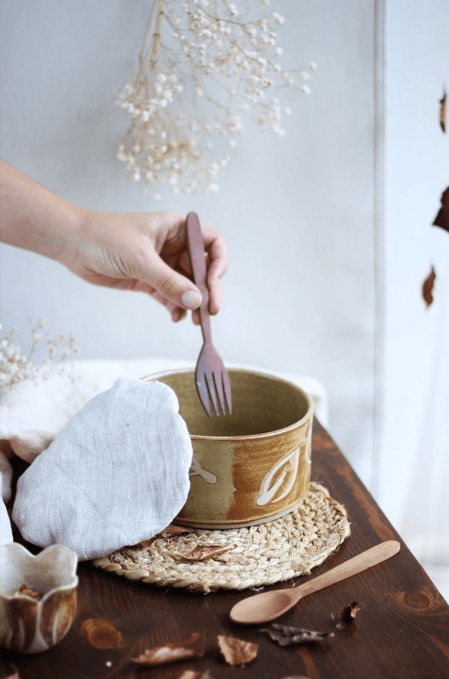 Boîte repas : bol en grès + charlotte en tissu