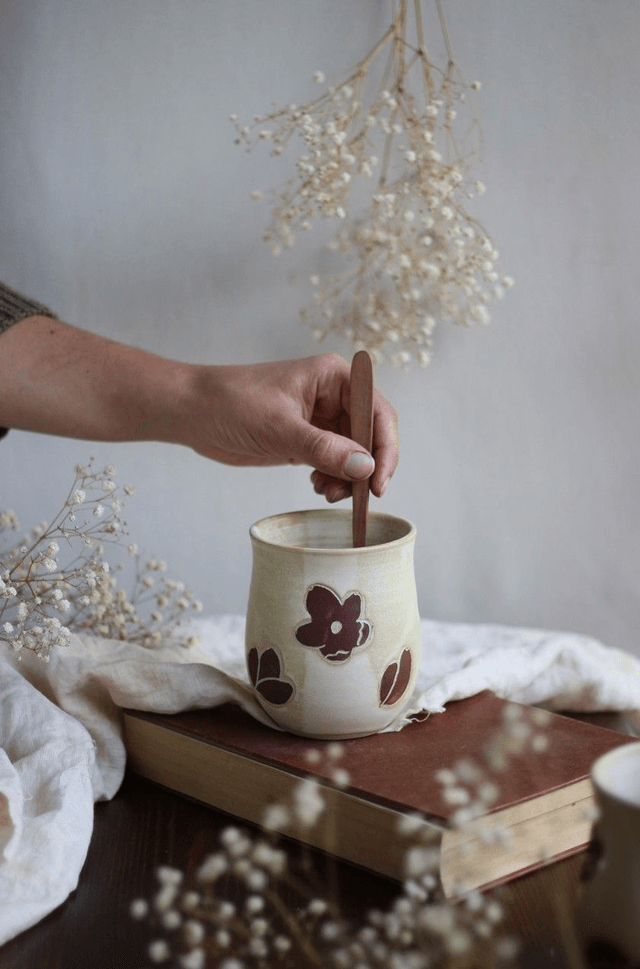 Tasse fleurs 30cl sans anse