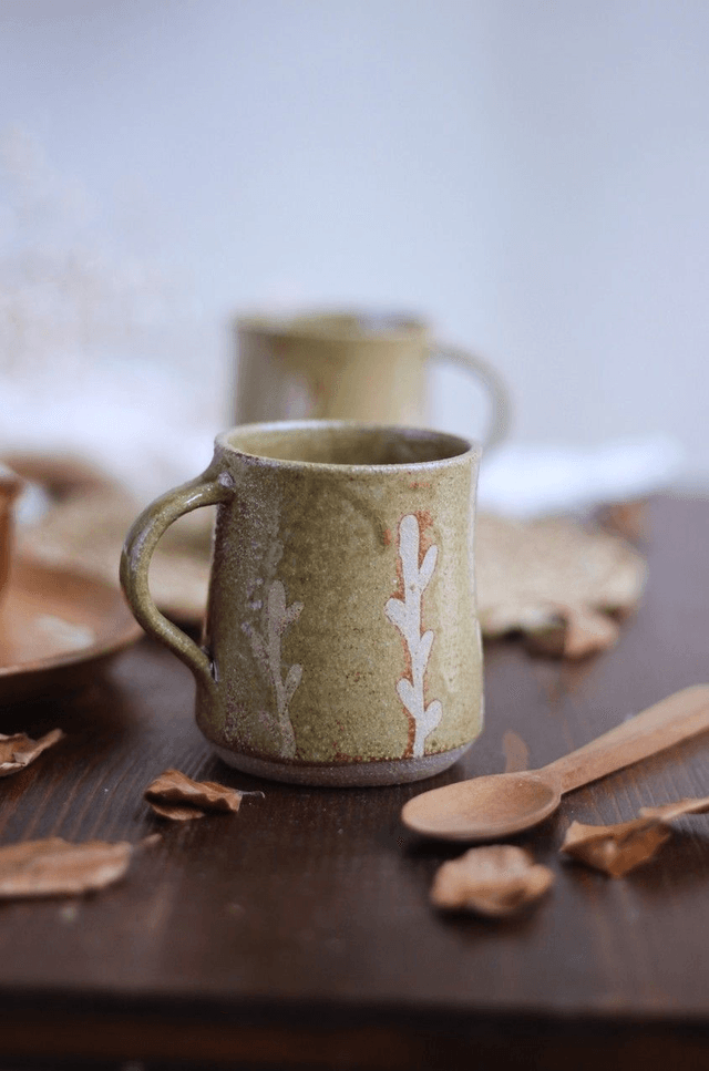 Tasse verte "brindilles" 15cl