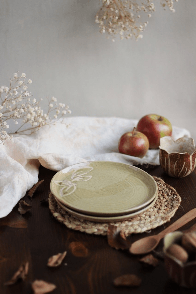 Petite assiette 16cm "feuillage vert"