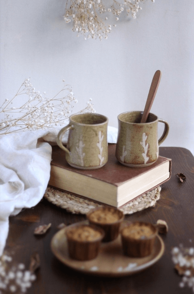 Tasse verte "brindilles" 15cl