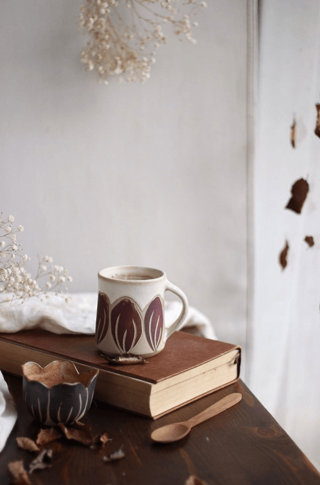 Tasse droite "tulipe violette" 20cl