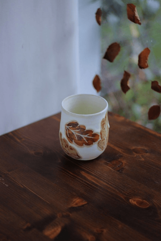 Tasse feuilles de chêne blanche 50cl