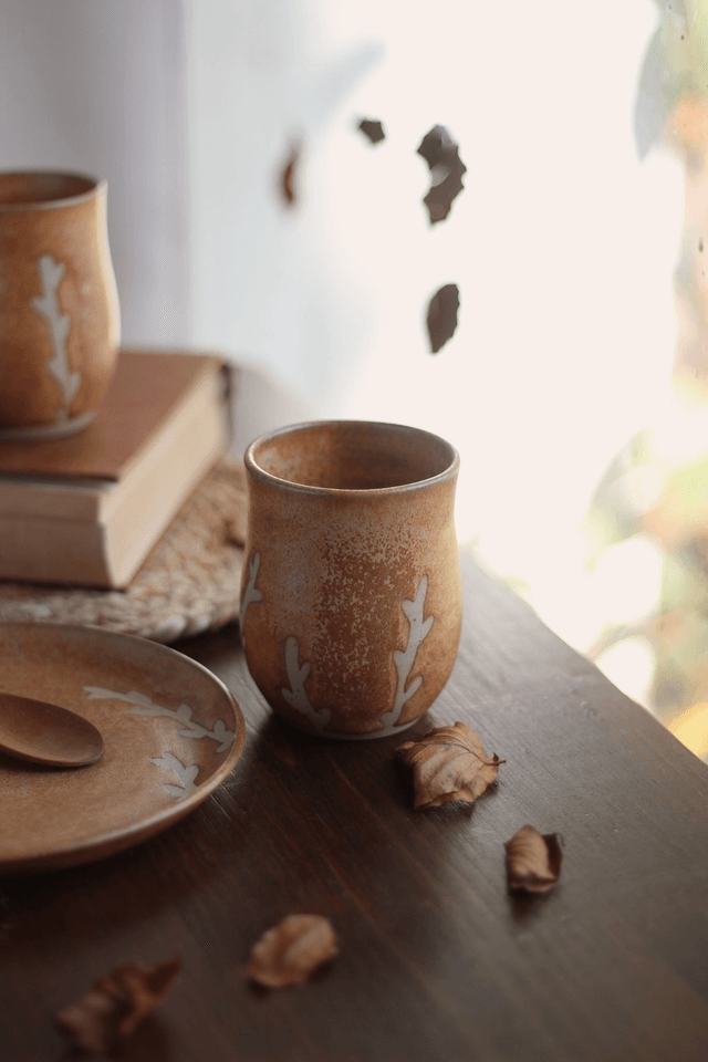 Tasse ocre "brindilles" 20cl