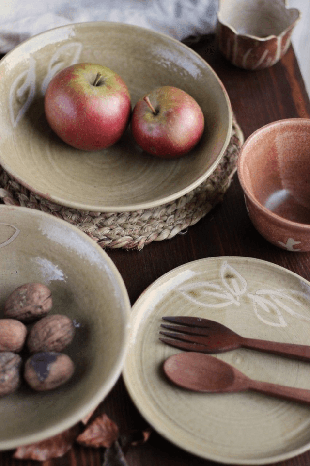 Petite assiette 16cm "feuillage vert"