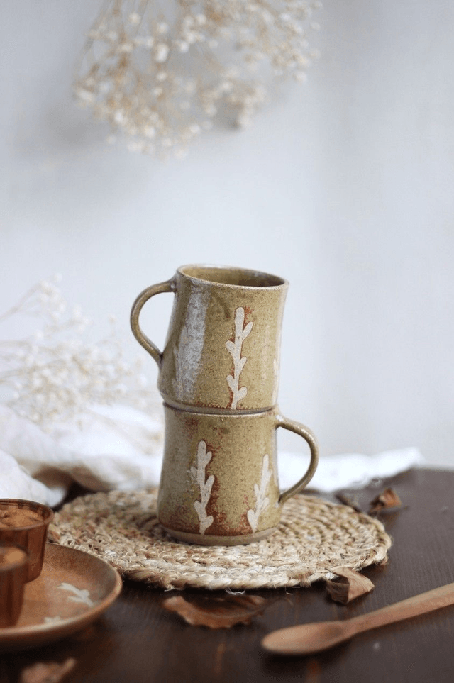 Tasse verte "brindilles" 15cl