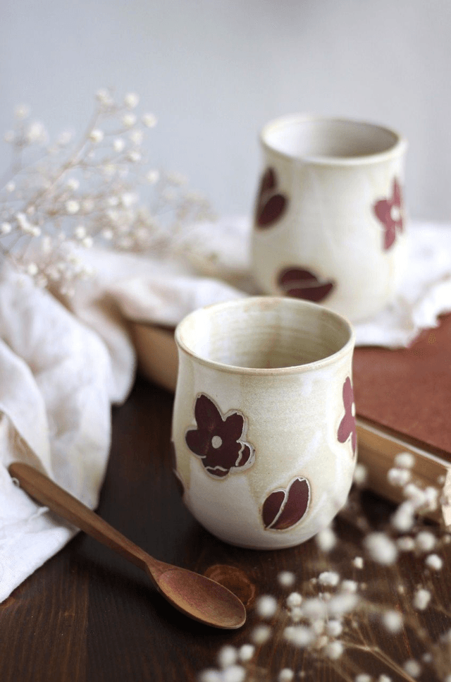Tasse fleurs 30cl sans anse