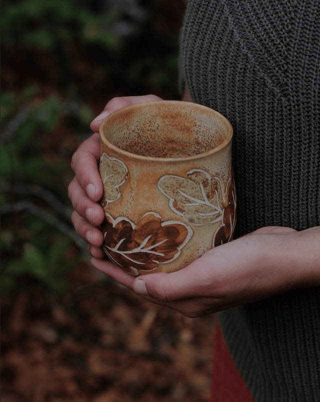 Tasse feuilles de chêne ocre 50cl