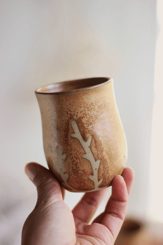 Tasse ocre "brindilles" 20cl