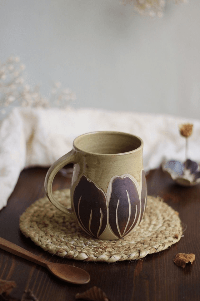 Tasse &quot;tulipe violette&quot; 35cl