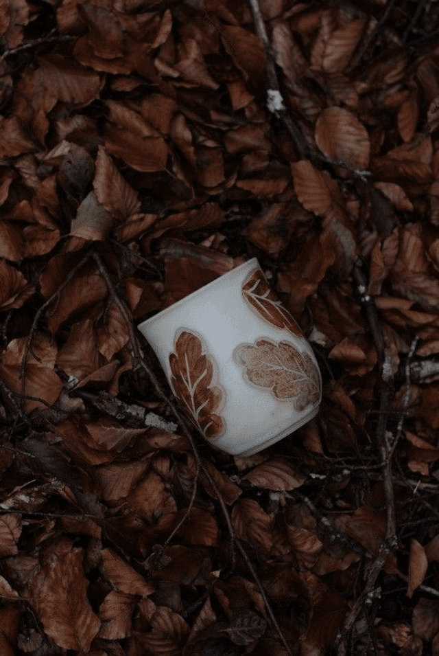 Tasse feuilles de chêne blanche 50cl