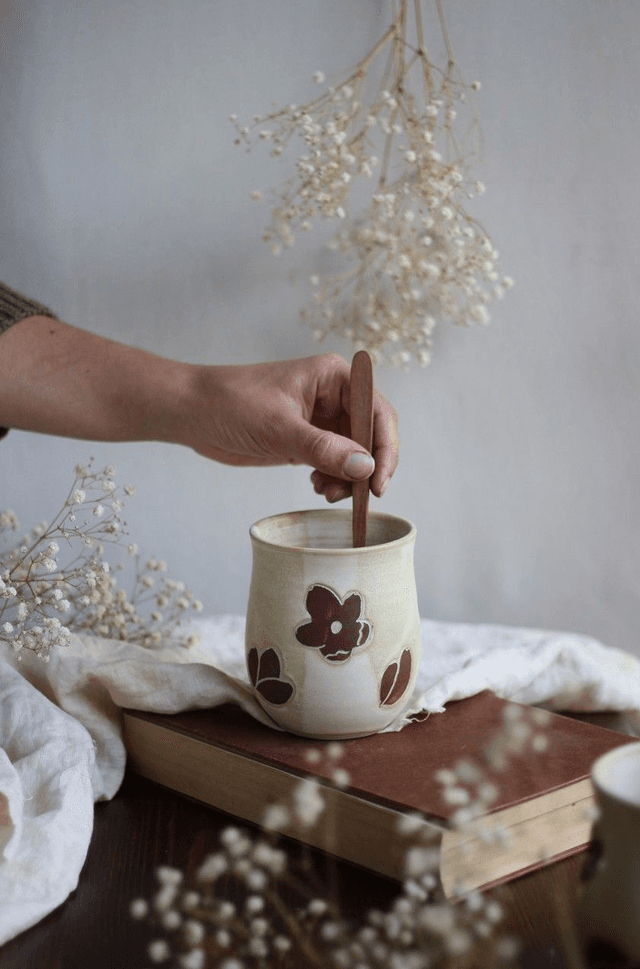Tasse fleurs 30cl sans anse